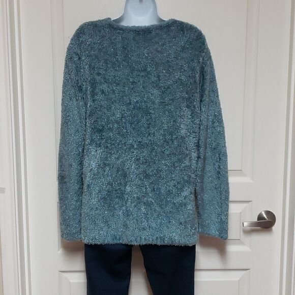 🌹Norton McNaughton Green Shimmering Sweater sz L - Picture 4 of 5